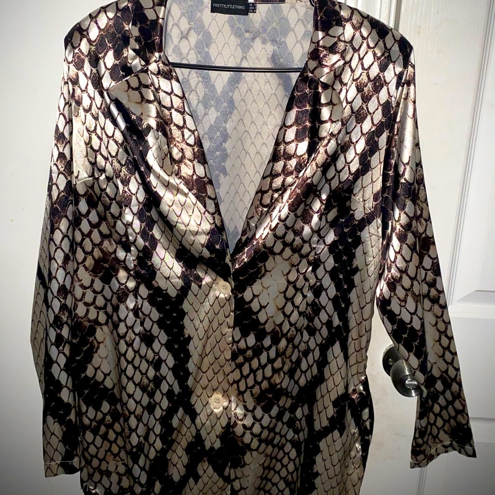 Satin Snake Skin Blazer Dress